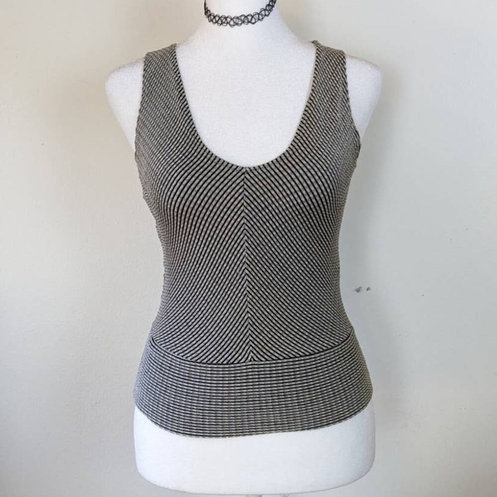 Fleur de Peche Sparkly NYE Sleeveless V-neck Silver Top M